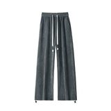 Autumn Casual Pants Men Fashion Retro Black Straight Wide Leg Pants Men Streetwear Loose Striped Pants Mens Vintage Trousers