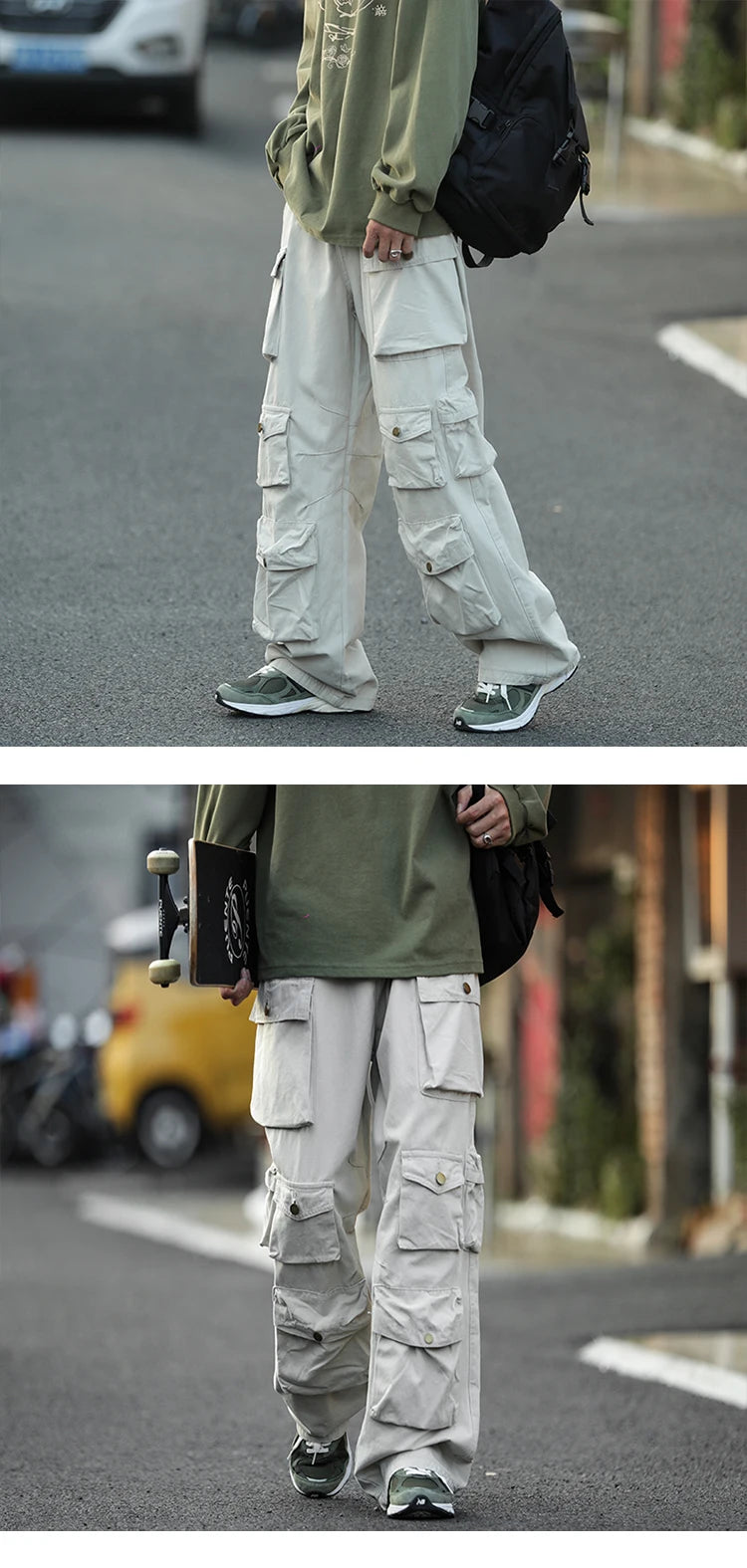Japanese Multi-pocket Work Pants Men's Autumn Trendy Loose Straight Casual Pants Hip-hop Retro Design Trousers Aesthetic Chic