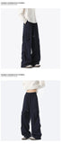 Mens Casual Pants Loose Fit Joggers Patchwork Pleated Trousers Trendy Elastic Waist Outdoor Sports Streetwear Hip Hop Trousers