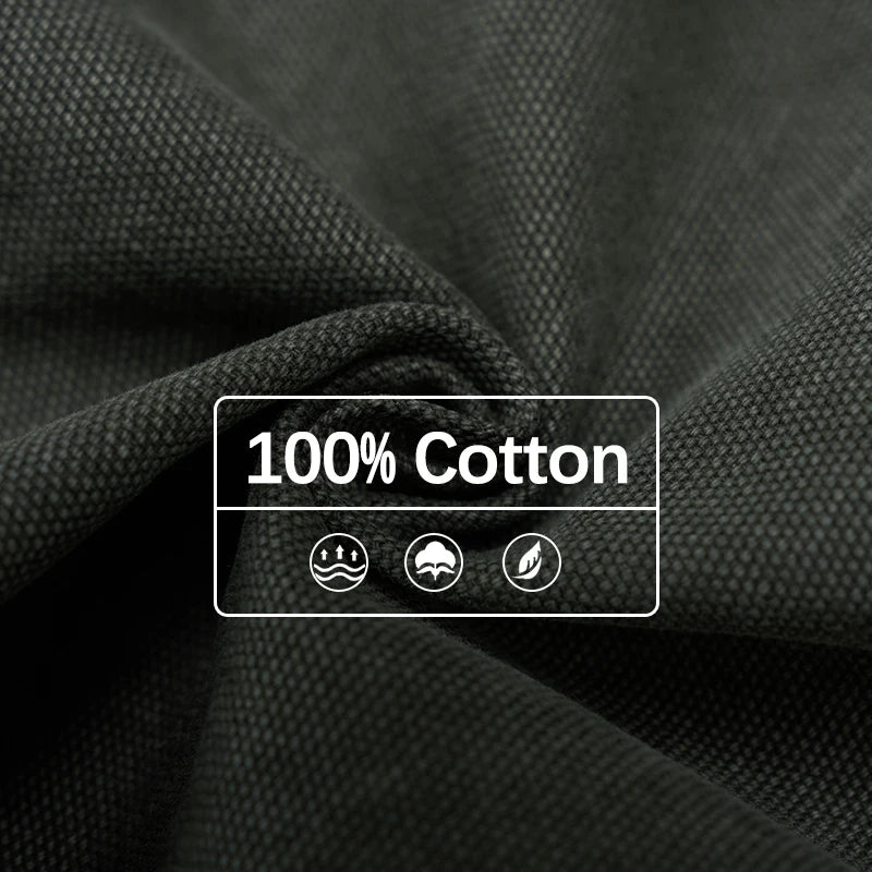 American Loose Straight Cargo Pants Men's Fashion Streetwear 100% Cotton Vintage Large Pocket Loose Casual Wide-leg Trousers