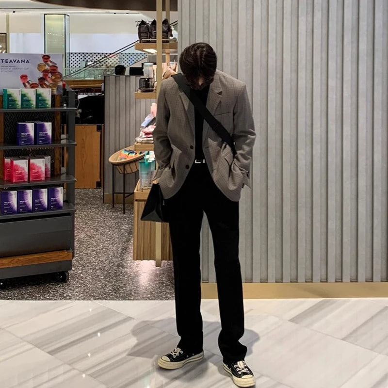 New Korean Fashion Men Suit Pants Light Luxury Business All-match Straight Slim-fit Casual Trousers Premium Elegant Dress Pants