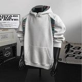 New American Retro Men's Hooded Sweatshirt Casual Harajuku Navy Patchwork Long Sleeve Pullover Autumn High Quality Hoodies M-3XL