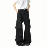 Men Loose Fit Cargo Pants Workwear Trousers Multi Pocket Outdoor Casual Joggers Streetwear Hip Hop Drop Crotch Trousers for Men