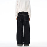 Non-fading Original Color Jeans Men's High Quality Loose Straight Denim Pants Classic American Retro Wide Leg Autumn Trousers