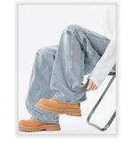 Hip hop personality trend men and women straight leg washed jeans American couple loose retro curved knife casual pants y2k