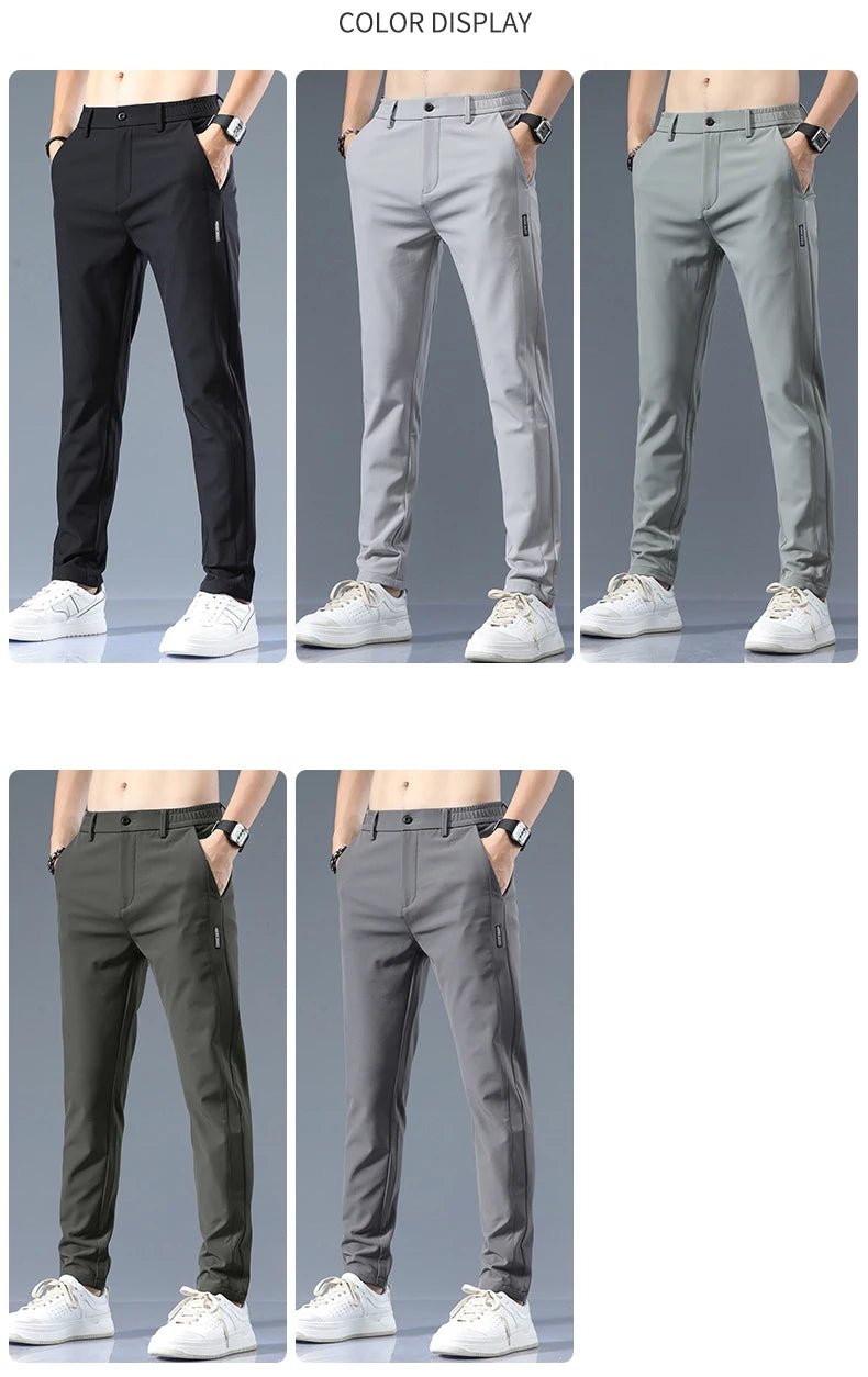 Casual Pants Men Spring Autumn 2025 New Straight Slim Fit Sweatpants Solid Color Business Elastic waist Male Trousers