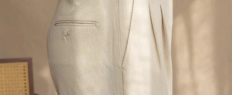 Light Luxury Men's Naples Draped Suit Pants Casual Solid Color Straight Premium Quality Dress Pants Wedding Banquet Business