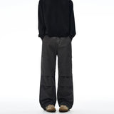 American Loose Straight Cargo Pants Men's Fashion Streetwear 100% Cotton Vintage Large Pocket Loose Casual Wide-leg Trousers