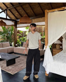 New Retro Fashion Men Suit Pants Light Luxury Draped Baggy Belt Button-down Solid Color Straight Trousers Elegant Dress Pants