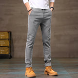 Men's Business Casual Pants Stretch Slim Fit Straight Semi-elastic Waist Trousers Solid Classic Office Work Male Clothing