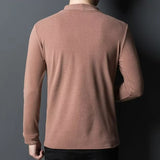 M-5XL Long Sleeve T-shirts Men Solid All-match Fashion Classic Leisure Cozy Slim Simple O-neck Middle Aged Autumn Stylish Chic