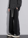 New Men's Fashion Baggy Straight Casual Pants Classic Solid Color Streetwear Sweatpants Wide Leg Trousers Male Trendy Brand