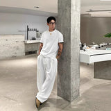 New Light Business Men Suit Pants Light Luxury Draped Solid Color Curved Knife Pants Elegant Straight Trousers Dress Pants M-3XL