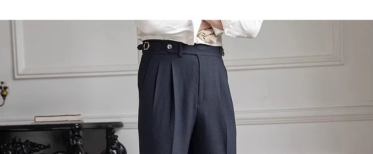 Light Luxury Men's Naples Draped Suit Pants Casual Solid Color Straight Premium Quality Dress Pants Wedding Banquet Business