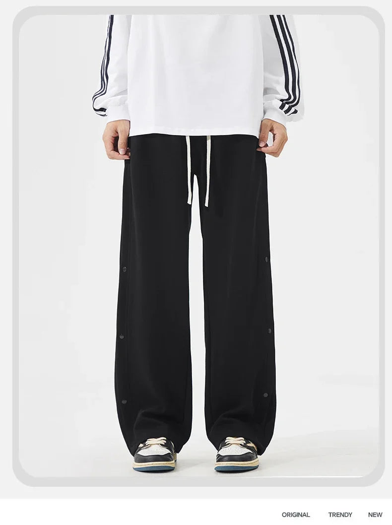 Fashion Men's Baggy Straight Casual Pants Cotton Comfortable Stretch Trousers Sweatpants Joggers Classic Black Khaki Male Clothe