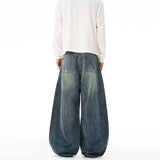 Baggy Classic Jeans Men's Vintage Wash Cotton Wide-leg Denim Pants Loose Fashion Spliced Streetwear Trendy Hip-hop Y2K Trousers