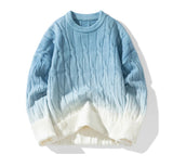 Korean Gradient Knitwear Loose Chunky Twist Knit Pullover 2024 New Round Neck Sweater Autumn Winter Warm Couple Tops