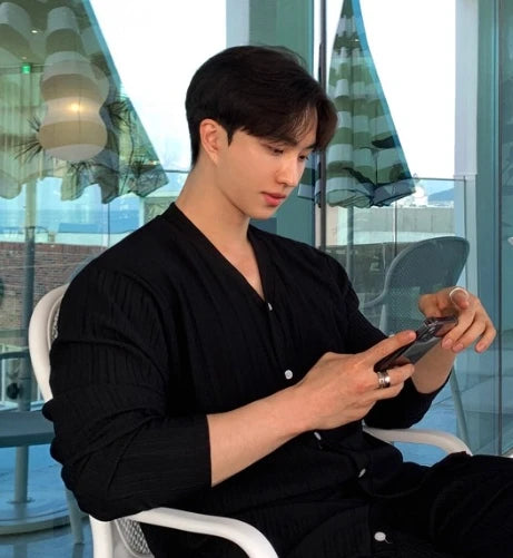 Korean Lazy Style V-neck Cardigan Short-sleeved T-shirt Men's Summer Straight Floor Pants Comfortable Casual Sports Joggers Set