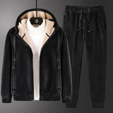 Men Winter Fashion Hoodies+Pants Set Hooded Clothes Plus Size Casual Thick Sportswear Warm Fleece Tracksuit Mens Warm Sets