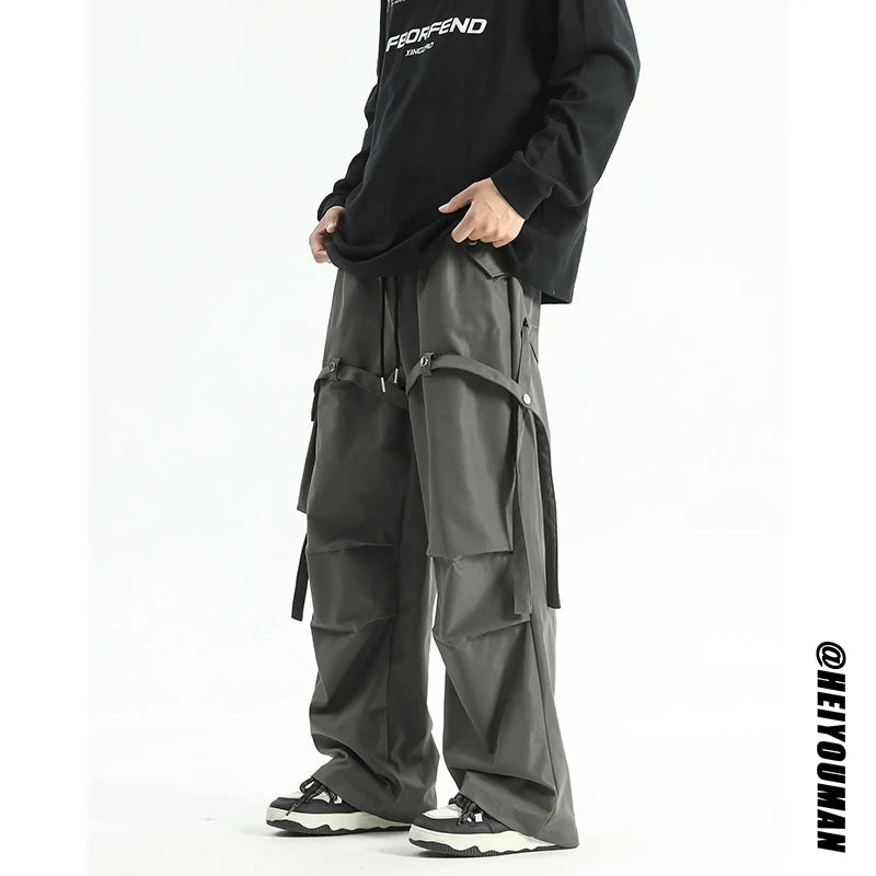 New Cargo Pants Baggy Straight Oversize Trousers Fashion Wide Leg Pockets Black Joggers Trousers Y2k Streetwear Clothing