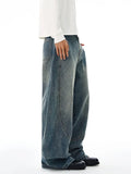Baggy Classic Jeans Men's Vintage Wash Cotton Wide-leg Denim Pants Loose Fashion Spliced Streetwear Trendy Hip-hop Y2K Trousers