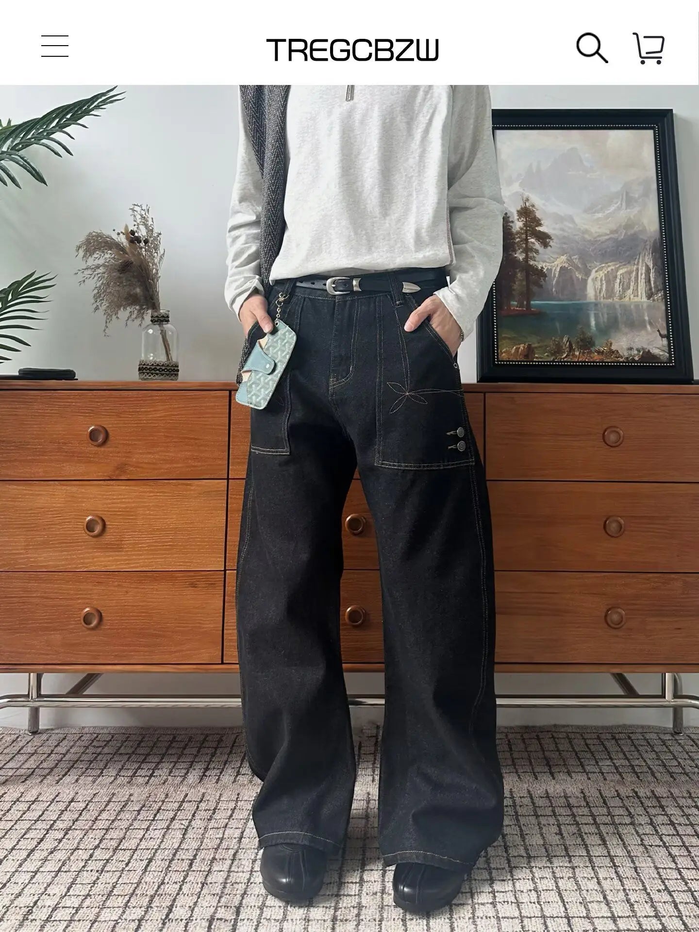 JEANS MEN Black Straight Leg Mens Jeans Novel Pocket Design Front Patch Denim Pants Trendy Fashion Casual Trousers Hot Sale 2025