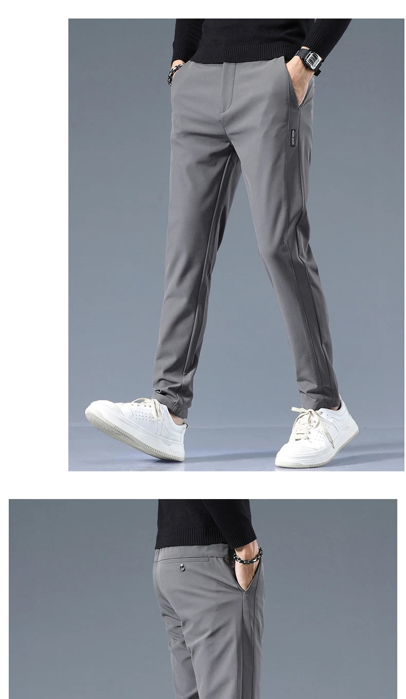 Casual Pants Men Spring Autumn 2025 New Straight Slim Fit Sweatpants Solid Color Business Elastic waist Male Trousers