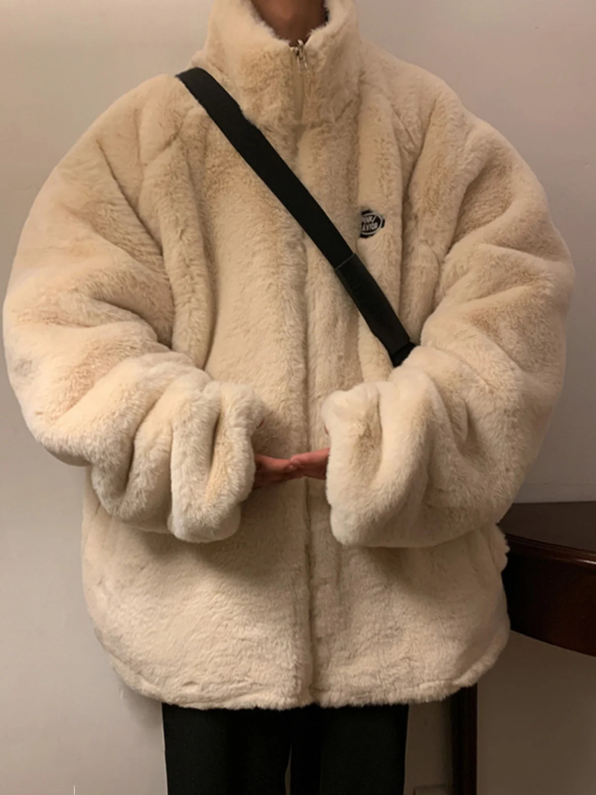 Plus Velvet Thicker Parkas Men Casual Warm Panelled Stand Outwear Cool Handsome Winter Sporty All-match College Students Daily