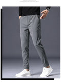 Winter Warm Fleece Men's Business Casual Pants Stretch Slim Fashion Korean Thermal Trousers Classic Simple Male Plush Clothes