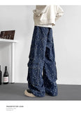Cargo jean pants Men Wide Leg DenimLoose Straight Baggy Men's Jeans hip hop Streetwear Skateboard Neutral denim Trousers
