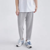 Summer Casual Pants Men Fashion Gray Black Pleated Pants Men Japanese Streetwear Loose Straight Pants Mens Ice Silk Trousers