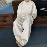 New Autumn Popular Men's Sets Trendy Jacquard Loose Solid Color Sweatshirt+Trouser 2 Piece  Suit Leisure High Quality Tracksuits