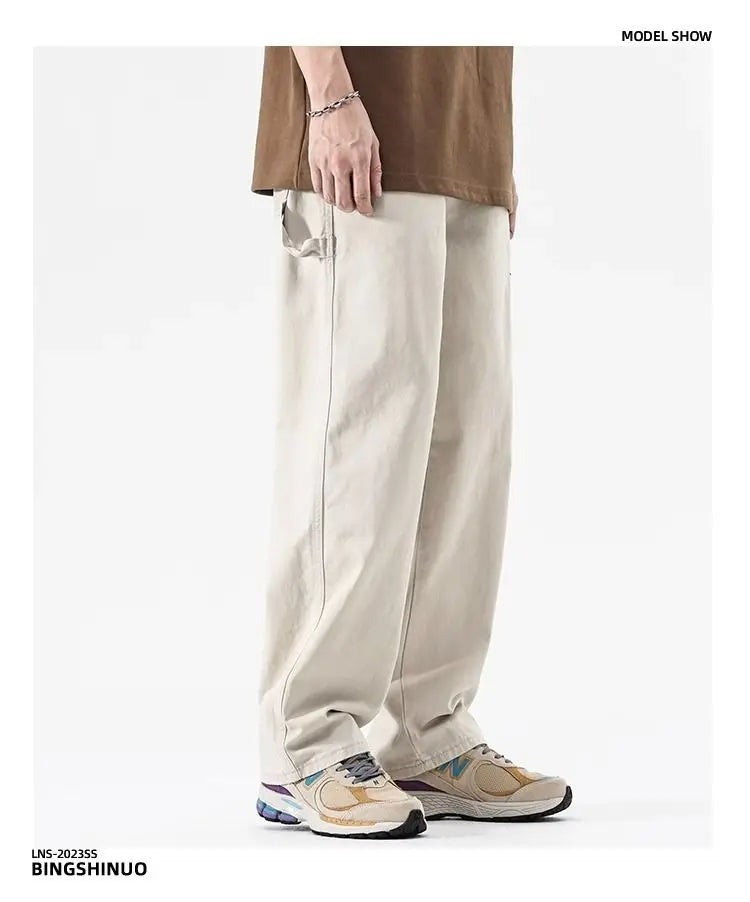 American High Street Work Pants Spring Autumn New Men's Trousers Straight Japanese Fashion Trend Retro Casual Work Pants Chic