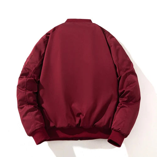 Men Bomber Jacket Women Solid Autumn Winter Pilot Jacket Fashion Vintage Hooded Baseball Coat Casual Windbreak Red Pink Burgundy