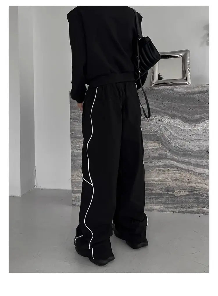 American High Street Style Retro Trend Functional Style Drawstring Loose Sports Wide-leg Trousers Autumn Winter New Style Pants