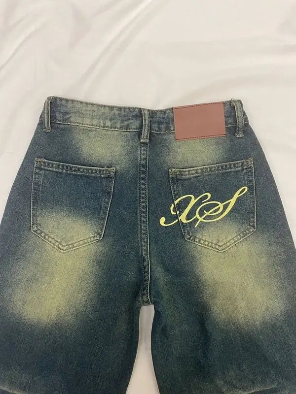 American retro street style men and women trendy washed straight leg jeans for spring new loose casual floor length casual pants