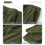 Double-sided Fleece! Retro Military Green Straight-leg Pants Women Loose Thickened Warm Drawstring Casual Wide-leg Pants Men