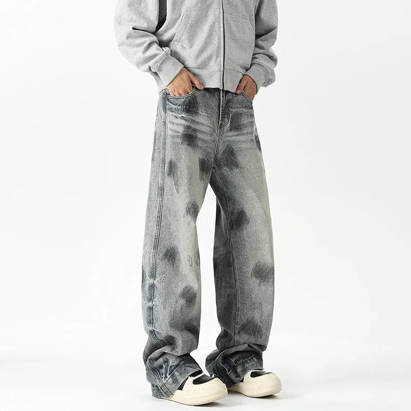 Autumn Jeans Men's New Denim Pants wash jeans New Fashion High Quality Washed Male Jeans Loose Wide Leg Trousers Straight