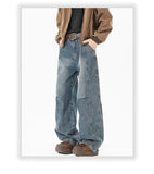 Hip hop personality trend men and women straight leg washed jeans American couple loose retro curved knife casual pants y2k