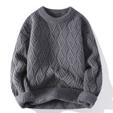 Autumn Winter O Neck Kint Pullovers Men Solid Color Casaul Sweater Loose Knitted Fashion Streetwear Warm Pullover Sweaters Man