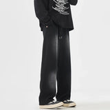 Autumn New Fashion Korean Men's Casual Pants Distressed Classic Black Baggy Straight Trousers Sweatpants Streetwear Male Clothes