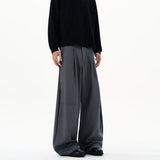 Autumn Men's Loose Suit Pants Commuting Business Casual Classic Gray Black Wide Legs Trousers Oversized Simple Style Clothes