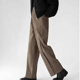 Korean Elegant Pants Fake Pocket Decoration Wide-leg Pants Autumn New American Style Design Sense Spliced Straight Suit Trousers