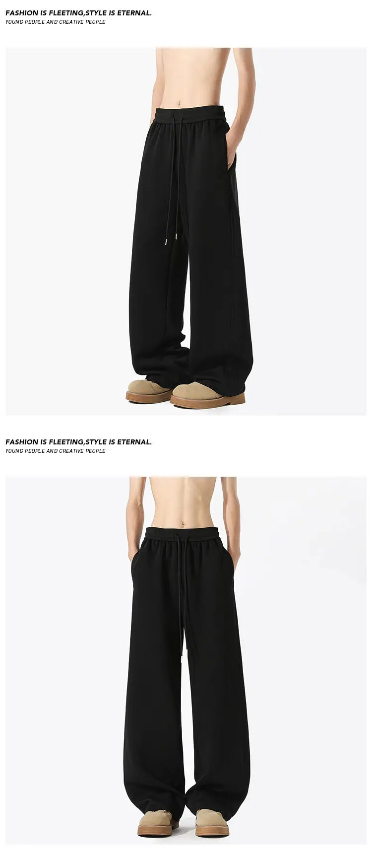 Sweatpants Men Straight Casual Pants Loose Fit Elastic Waistband Drawstring Tapered Outdoor Joggers Patchwork Athletic Trousers