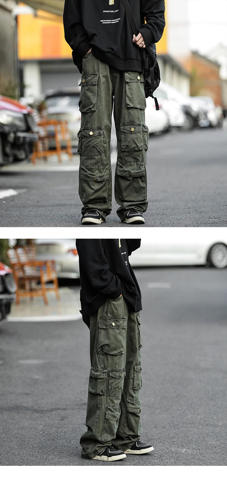 Japanese Multi-pocket Work Pants Men's Autumn Trendy Loose Straight Casual Pants Hip-hop Retro Design Trousers Aesthetic Chic