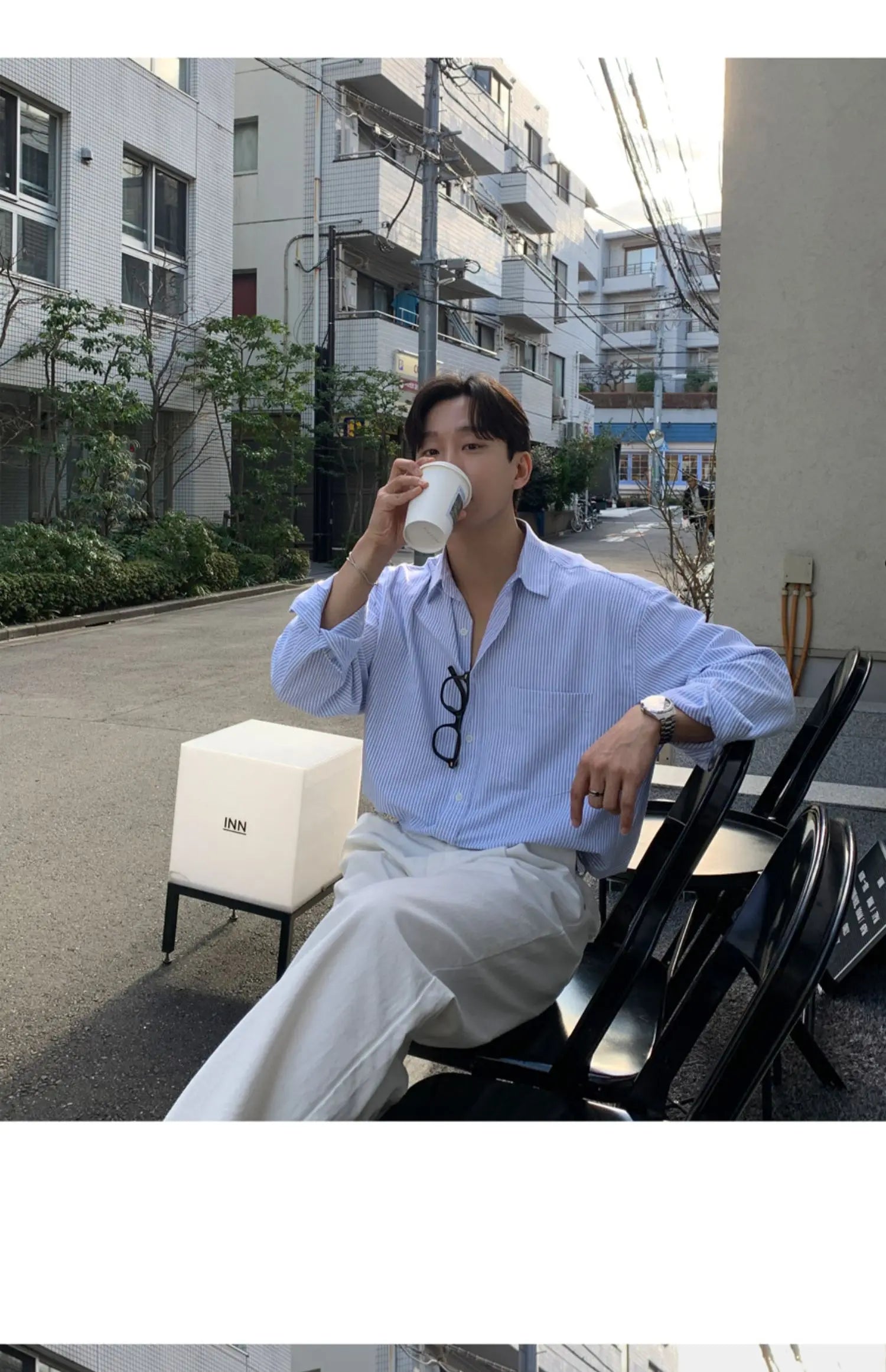 Oversized Men's Niche Striped Shirt, Spring&Autumn Fashion All-Matching Long Sleeve Shirt Coat, Korean Casual Unisex Outdoor