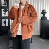 New Winter Men's Velvet Jacket Coat Stand Collar Solid Casual Loose Parkas Men Soft Warm Home Wear Clothes