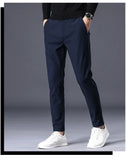 Winter Warm Fleece Men's Business Casual Pants Stretch Slim Fashion Korean Thermal Trousers Classic Simple Male Plush Clothes