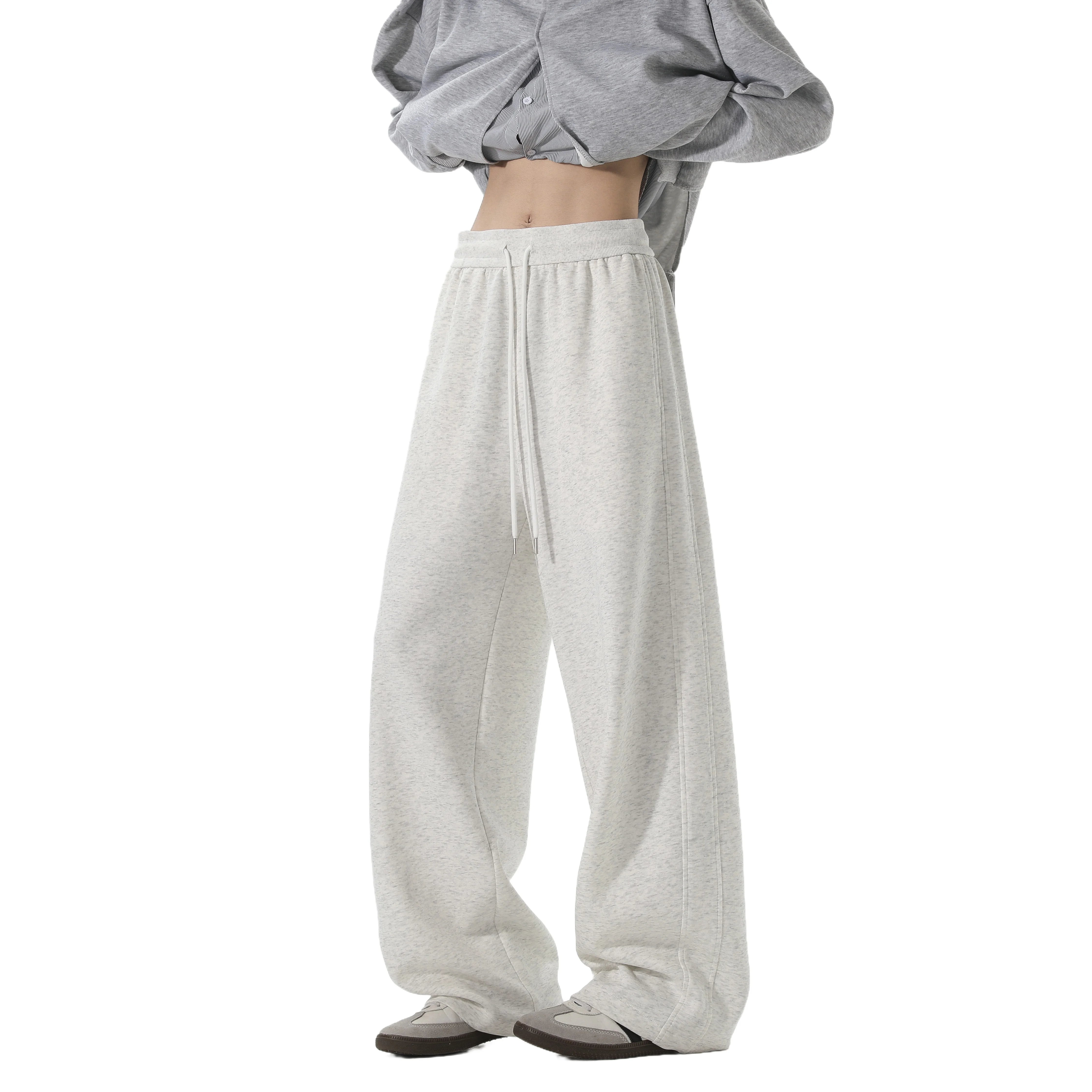 Sweatpants Men Straight Casual Pants Loose Fit Elastic Waistband Drawstring Tapered Outdoor Joggers Patchwork Athletic Trousers