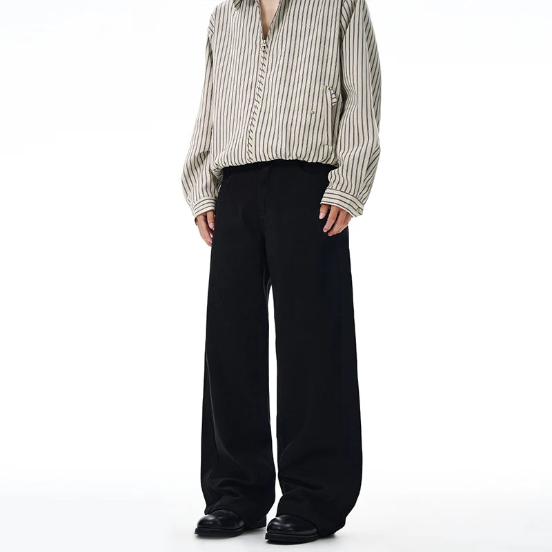 100% Cotton Men's Loose Casual Pants Autumn New Fashion Comfortable Wide-leg Oversized Trousers Streetwear White Khaki Black